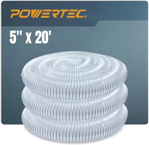 Miniatura 12 de POWERTEC Manguera de recolección de polvo de 2-1/2 pulgadas x 10 pies, manguera flexible de PVC para sierra de mesa, sierra de cinta, mesa