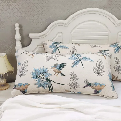 Brandream Juego de 2 fundas de almohada de algodón de tamaño King, estilo campestre, elegante, estilo americano, decoración de dormitorio, color