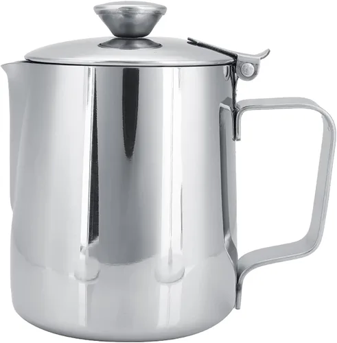 Miniatura 8 de Gavigain Taza de café de acero inoxidable jarra de espuma de leche con tapa para arte de café con leche (33.8 fl oz)