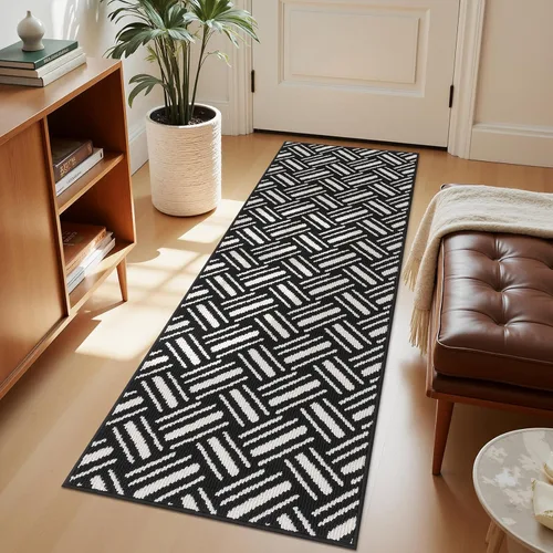 Miniatura 10 de U'Artlines Alfombra de pasillo larga para pasillo de 2 x 8 pies, antideslizante, alfombra de piso de cocina, patrón geométrico beige, lavable a