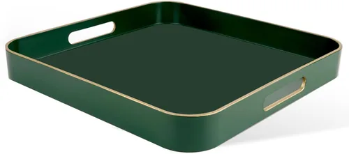 Miniatura 17 de Gifturbo - Bandeja de servir negra, bandejas de servir decorativas de mármol con asas, bandejas rectangulares de plástico para mesa de café otomanas