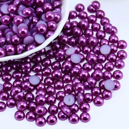 Miniatura 48 de 1500 PIEZAS 4mm Perlas Blancas de Media Parte Plana para Manualidades Joyería Álbum de Recortes Decoración de Uñas, Perlas de Parte Plana para Blanco