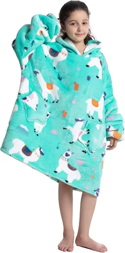 Miniatura 2 de Deserthome Manta con capucha para niños de 6 a 12 años, manta de gran tamaño con capucha de animales, súper suave, cómoda, cálida, franela de alpaca