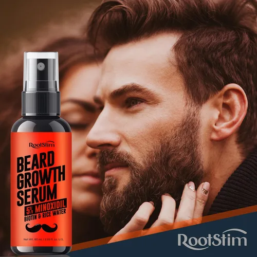 Miniatura 9 de RootStim 5% Minoxidil Beard Growth Serum for Men: 2-Pack Minoxidil Hair Regrowth Spray with Biotin & Rice Water - Extra Strength Beard Oil for
