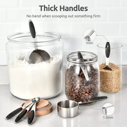 Miniatura 7 de U-Taste - Juego de tazas y cucharas medidoras: U-Taste 18/8 de acero inoxidable 18/8, 12 piezas apilables de metal, juego de medidas para cocina