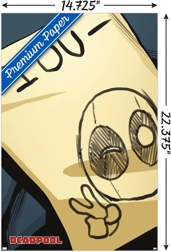 Miniatura 3 de Trends International Marvel Comics Deadpool - Póster de pared IOU, 14.725 x 22.375 pulgadas, versión enmarcada de madera de granero