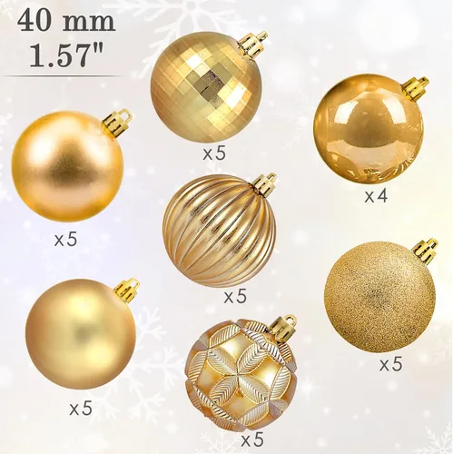 Miniatura 40 de AMS Esferas de Navidad de 2.36 pulgadas/60mm, 34 unidades, adornos grandes, decoraciones para fiestas, inastillables, colgantes festivos para Negro