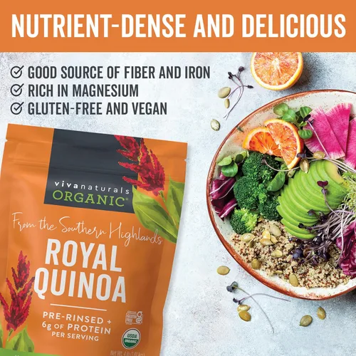 Miniatura 7 de Viva Naturals Quinoa orgánica, 4 libras – Grano entero prelavado, proteína vegetal, USDA orgánico, sin gluten, sin OMG, vegano, sustituto de arroz
