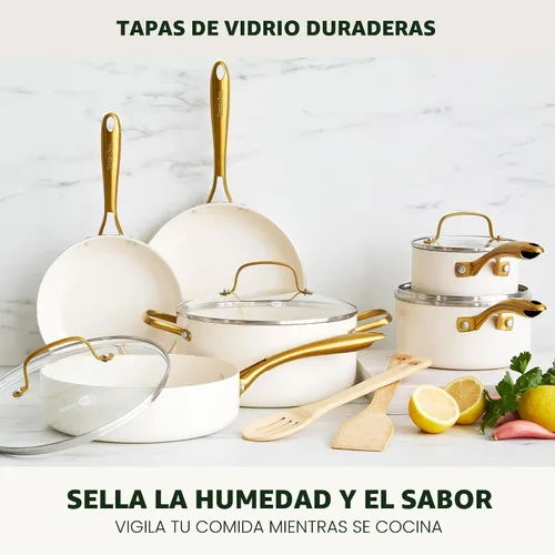 Miniatura 6 de GreenPan Juego de utensilios de cocina Swift antiadherentes de 12 piezas, ollas y sartenes de cerámica sin PFAS con tapas, apto para lavavajillas