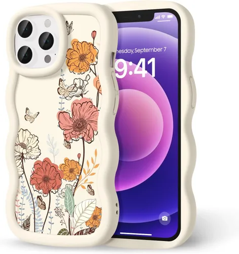 Miniatura 118 de Compatible con iPhone SE/8/7 Funda para Mujeres y Niñas, Marco Ondulado Rizado con Patrón Lindo, Estética Delgada Suave Silicona TPU Parachoques