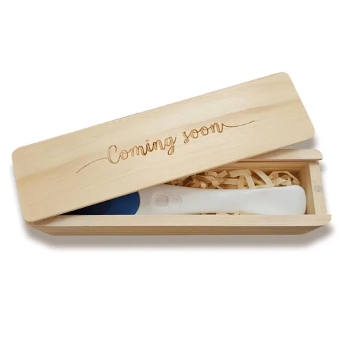 Miniatura 9 de Caja de recuerdo de prueba de embarazo, anuncio de embarazo para papá, ideas de anuncios de bebé, caja de recuerdo de madera para bebés