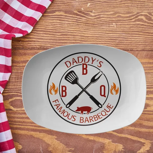 Miniatura 3 de Plato personalizado para servir con nombre de papá en la barbacoa, plato con nombres personalizados para jardín, barbacoa, reunión familiar, nombres