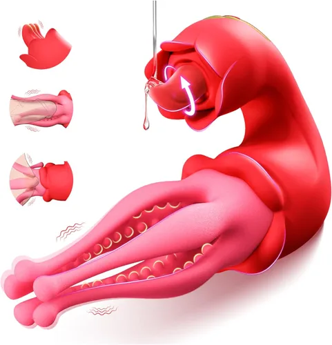Juguetes sexuales vibrador de punto G consolador lengua juguetes adultos rosa juguete sexual vibrador de 3 en 1 con empuje estimulador de pezón y