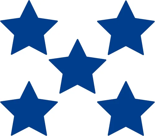 Miniatura 70 de LiteMark Durable Stars, calcomanía roja brillante de 5.5 pulgadas, uso en hormigón liso, azulejos, vidrio, paquete de 8 estrellas Rojo