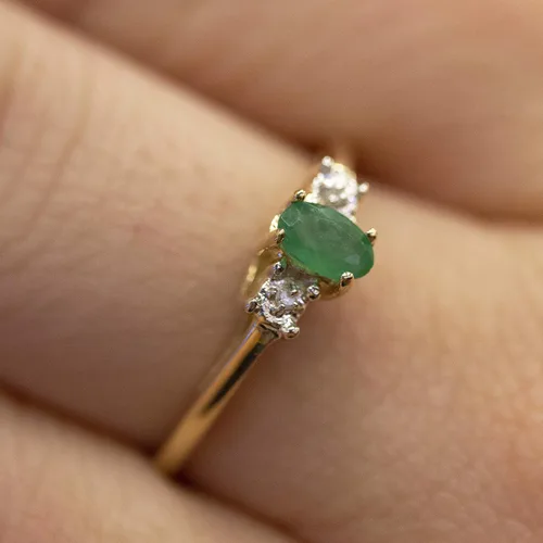 Miniatura 3 de Direct-Jewelry Anillo de diamantes y esmeralda en oro amarillo de 14 K