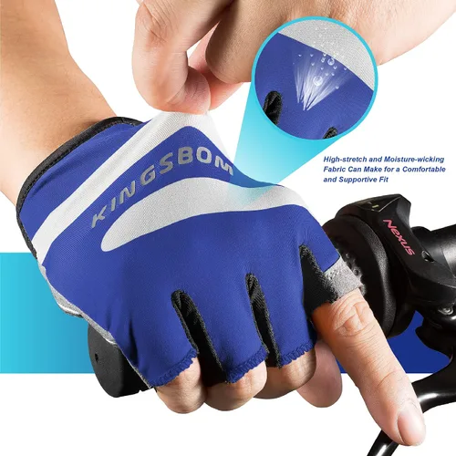 Miniatura 5 de KINGSBOM Guantes de ciclismo transpirables, guantes de bicicleta que absorben los golpes con almohadilla de gel de silicona ligera, guantes