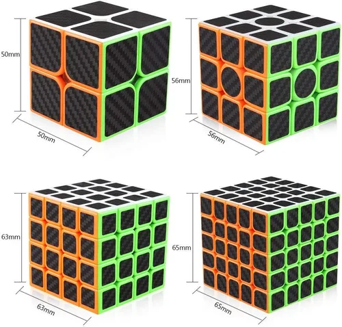 Miniatura 2 de CFMOUR Juego de cubos de velocidad original, 2x2, 3x3, 4x4, 5x5, cubo de fibra de carbono, paquete para niños, cubo original liso