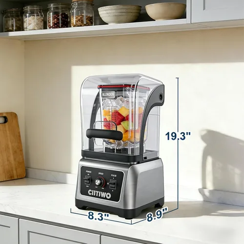Miniatura 6 de Cittiwo - Licuadora comercial para restaurante resistente con tarro de 64 onzas, licuadora de batidos de grado profesional de 2200 W, trituradora