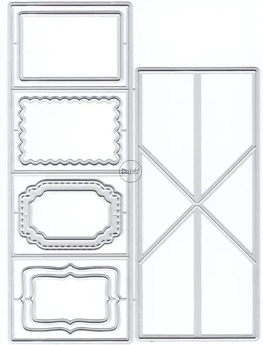 Miniatura 5 de DzIxY Troqueles de corte de metal con marco de encaje rectangular para kit de fabricación de tarjetas, troqueles de papel en relieve, plantillas