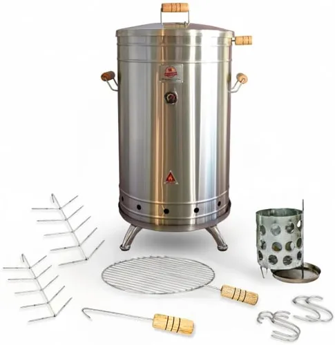 Miniatura 9 de Parrilla vertical 2 en 1 para ahumar (16 libras) - Acero inoxidable 304 de alta calidad - Termómetro y ventilación para barbacoa de carbón Barril