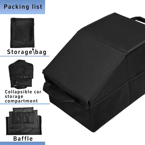 Miniatura 5 de Organizador de asiento de coche, asiento de pasajero, negro Plegable, pequeño almacenamiento, con tapa