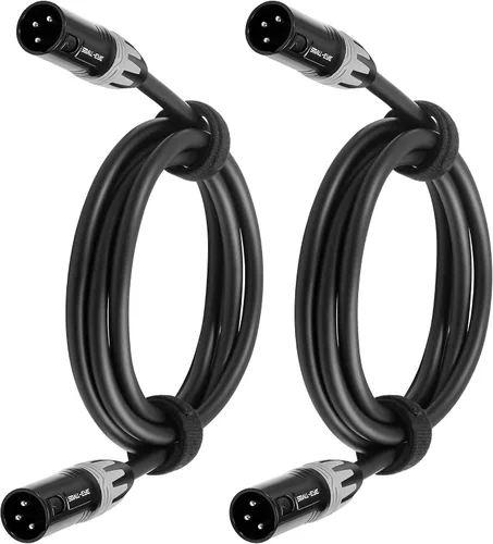 SMALL-EYE Cables XLR macho a macho de 5 pies, paquete de 2 cables de conexión XLR equilibrados de 3 pines con OFC de 22 AWG para mezcladores y