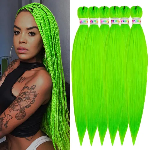 Miniatura 13 de Cabello trenzado colorido preestirado, trenzas de color de 26 pulgadas, extensiones de cabello preestirado, extensiones de cabello multicolor 6