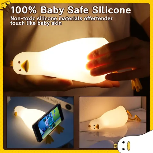 Miniatura 2 de Linda Luz Nocturna de Pato: Lámpara LED de Pato de Silicona para Bebé - 7 Colores Lámpara Nocturna para Niños - Luz Nocturna Recargable