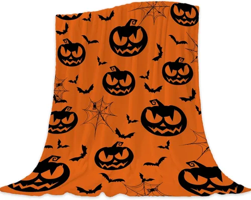 Miniatura 8 de Manta de Halloween – Manta pequeña de calavera vintage para niños y adultos, ligera, esponjosa, suave y acogedora manta de vellón para sofá, cama