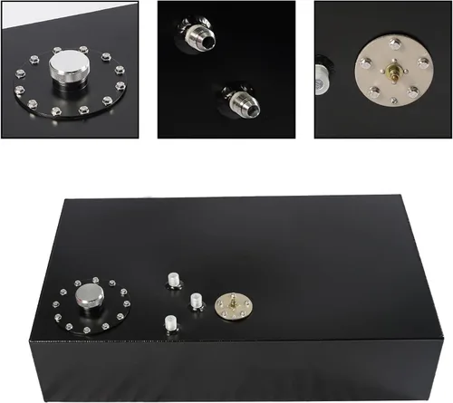 Miniatura 3 de Tanque Universal de Celda de Combustible de 17 Galones 64L de Aluminio con Tapa y Sensor de Nivel Negro Pulido