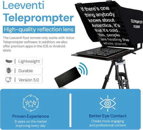 Miniatura 2 de Teleprompter 4.0 12" Compatible con iPad, tableta, smartphone y cámara DSLR, control remoto o aplicación, compatible con Android e iOS, ideal