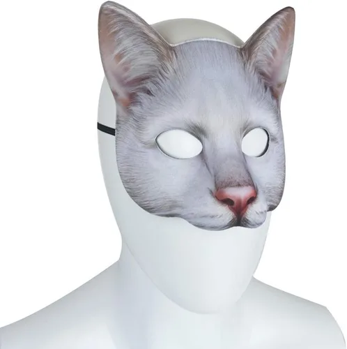 Miniatura 3 de 1 máscara de gato realista de Halloween, máscara de gato para Halloween, Navidad, Pascua, accesorio de fiesta de disfraces