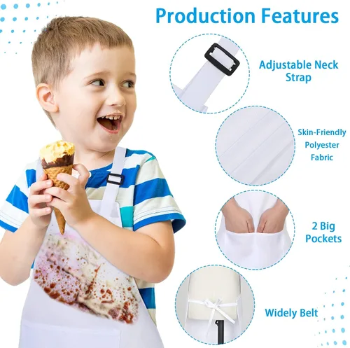 Miniatura 3 de Handepo 30 Pcs Children Artists Aprons Adjustable Chef Apron Kids Painting Aprons for Cooking Kitchen Grilling Painting