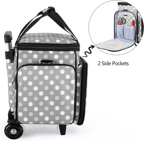 Miniatura 4 de LUXJA Estuche para máquina de coser con carrito desmontable, bolsa rodante para máquina de coser con almohadilla inferior removible
