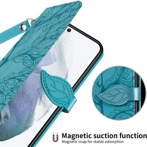 Miniatura 5 de Funda para Samsung Galaxy S22, funda tipo cartera para Samsung S22, piel sintética de alta calidad, con soporte para tarjetas, ranuras para muñecas