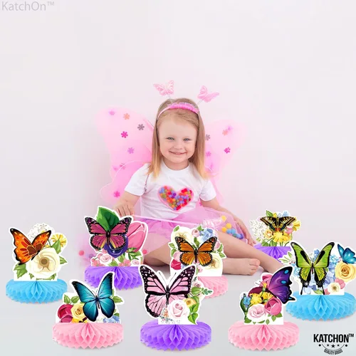 Miniatura 2 de KatchOn, Centros de mesa grandes de mariposa de panal para mesas, paquete de 8, decoraciones de fiesta de mariposas, decoraciones de mariposa
