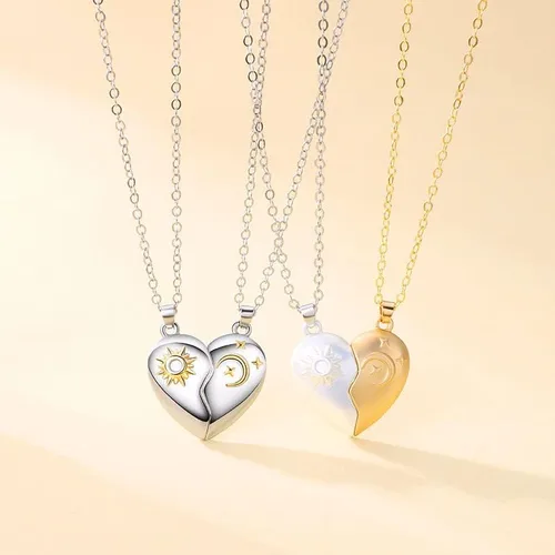 Miniatura 6 de Collar de pareja anillos para mujeres y hombres, collares a juego con corazón para parejas, novias y novias, regalo para el día de San Valentín