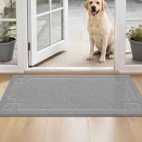 Miniatura 41 de BEQHAUSE Alfombra de Puerta 81 x 122 cm, Alfombras Antideslizantes para Interior Alfombras de Entrada Lavables de Perfil Bajo y Absorbentes, Marrón