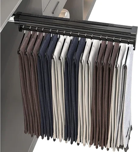Miniatura 3 de Barra extensible para ropa con pista deslizante, barra de valet extraíble ajustable de 10.2-2.4 in, barra de perchero para ropa, soporte de carga