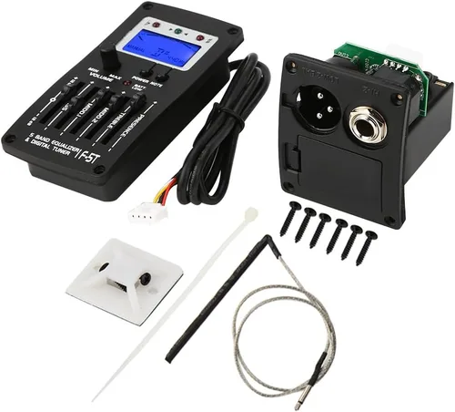 Miniatura 6 de Tbest Preamplificador de guitarra, ecualizador de preamplificador de guitarra, sintonizador digital F 5T 5 bandas, pastilla de sintonizador digital