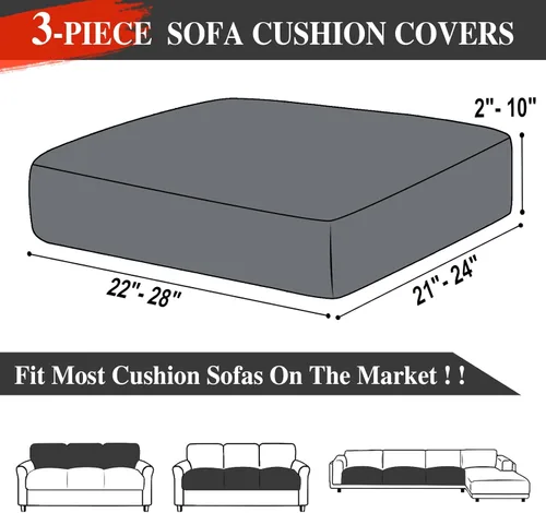 Miniatura 6 de LA MEACK - Fundas para cojines de sofá, funda para cojín de asiento, funda elástica para sofá, fundas separadas para sofá seccional, protector