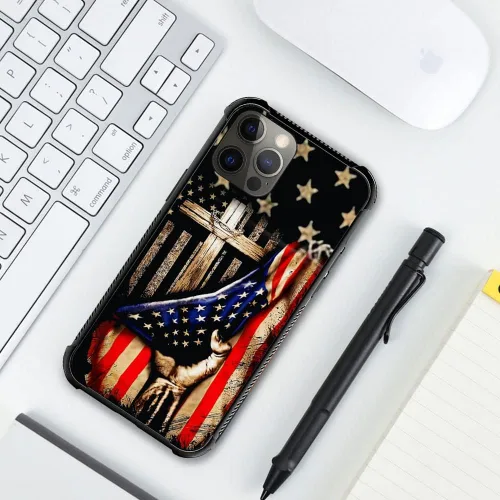 Miniatura 6 de DAIZAG Compatible con iPhone 13 Funda, Protección Total a Prueba de Golpes Antiarañazos Cubierta de TPU, Fundas para Hombre Mujer-Cruz de Madera