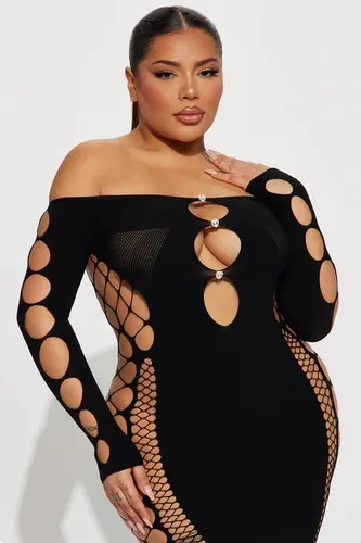 Miniatura 3 de ZileZile Minivestido sexy de malla con hombros descubiertos para mujer