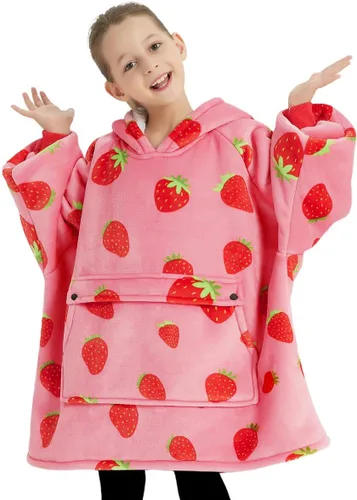 Miniatura 46 de KFUBUO Manta portátil con capucha de sherpa para niños, todos los patrones, sudadera de gran tamaño con bolsillo, regalos de cumpleaños para niñas