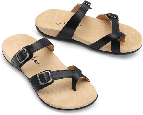 Miniatura 6 de Athlefit Sandalias ortopédicas para mujer con soporte de arco ajustable y cómodas para caminar