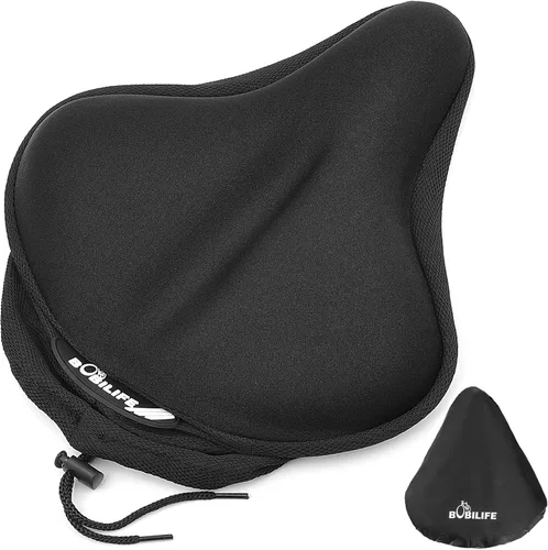 Miniatura 8 de Cojín de gel grueso y ancho para asiento de bicicleta con funda impermeable - Cómodo cojín de silicona de espuma viscoelástica para asiento