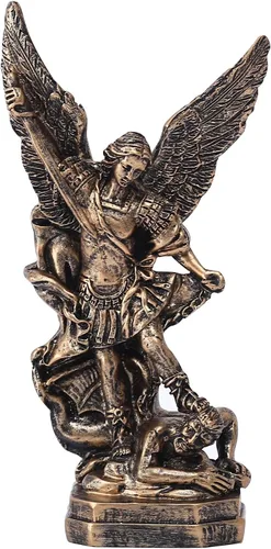 Miniatura 8 de Estatua de San Miguel Arcángel de 31.8 cm de bronce, estatua de San Miguel, estatuas de resina del arcángel San Miguel, estatuillas de San Miguel