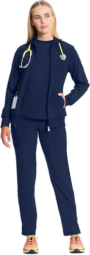 Miniatura 10 de Infinity by Cherokee 2391A - Chaquetas médicas con cremallera frontal para mujer, tela elástica en 4 direcciones