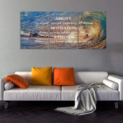 Miniatura 4 de Pósteres inspiradores motivacionales para pared, pintura en lienzo con diseño de salida del sol, mar azul, océano, paisaje natural, decoración