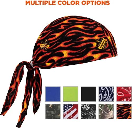 Miniatura 5 de Ergodyne Chill Its 6615 - Bandana de alto rendimiento Do Rag - Banda para la cabeza de terry cloth Flames